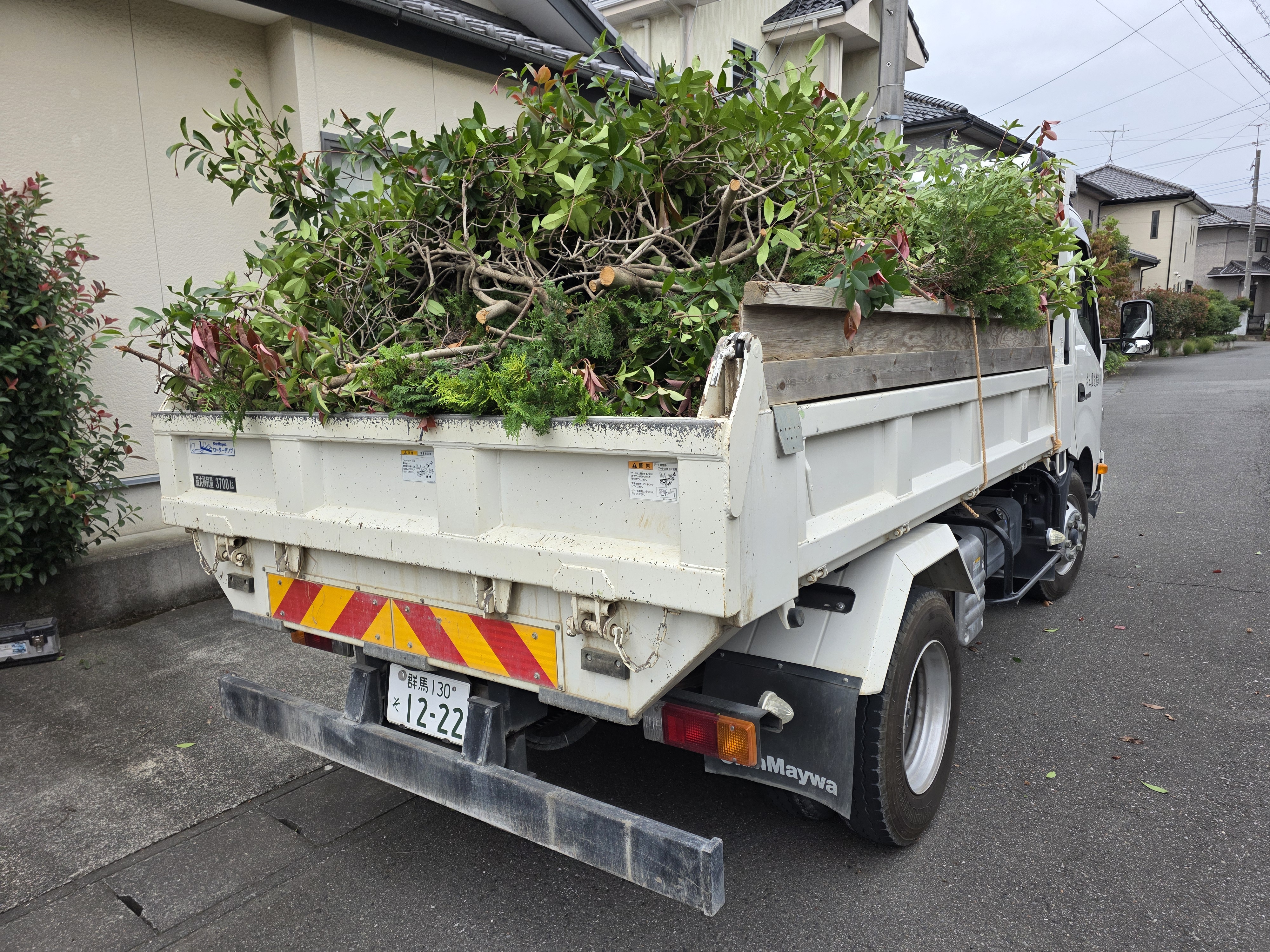 伐採材をダンプで搬出し計3台分